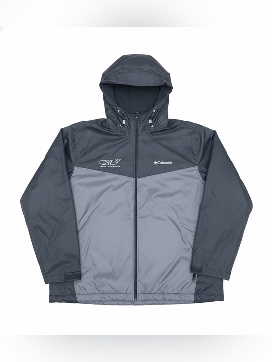 Columbia Other - Columbia XL Hooded Fleece Lined Jacket Gray Black Full Zip Windbreaker Coat